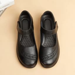 New Black Flat Spring Shoes Comfortable Elderly Woman Mary Jane Flats Lady 1980s Retro Student Uniform Office Shoes Big Size 42