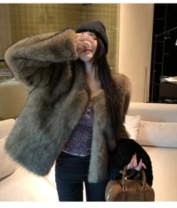 ZAROY 2027 Winter Faux Fox Fur Coat Chic Women Brown Luxury Fluffy Soft Warm Fur Jacket Fashion Colarless Cardigan Fur Outerwer