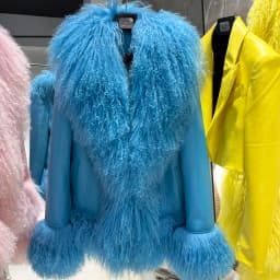 YOLOAgain Real Mongolia Sheep Fur Collar Real Leather Jacket Coat Women