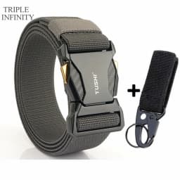 Luxury Metal Quick Release Pluggable Buckle Elastic Belt For Men Durable Tactical Belts Cowboy Outdoor Stretch Army Belt Hunting