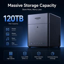 UGREEN DH4300 Plus NAS AI Storage Server 3TB 4TB 6TB 8TB 9TB 12TB 16TB RK3588 8GB LPDDR4X 4-Bay SATA HDD SSD 2.5GbE NFC Plex Jellyfin Personal Cloud