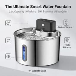 Wireless smart sensor pet water dispenser 2.0L stainless steel automatic circulating water dispenser with water level window