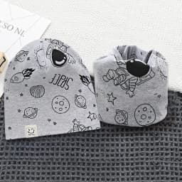 2024 New Cotton Children's Single-layer Hat Scarf 2-piece Set Spring Autumn Girls Hat Scarf Baby Boys Head Cover Kids Hat Set
