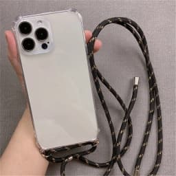 For iPhone 18 17 16 15 14 ProMax Crossbody Necklace Cord Lanyards Transparent Case For iPhone 11 12 13 Pro Max XS XR Soft Cover
