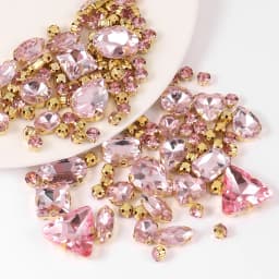 130pcs/lot Gold Claw Setting Glass Rhinestone Mixed Shape Sew On Crystal Stone Diamond for Wedding Dress Shoes Bags DIY Trim