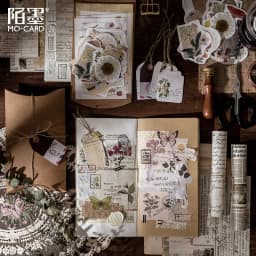 30 Pcs Vintage Scrapbooking DIY Stickers Pack Retro Natural Washi Paper Sticker for Diary Journal Art Decorative Collection