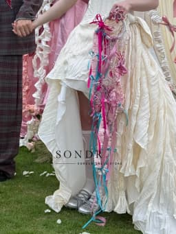 Sondr Customized Hi-Lo Chic Korean Wedding Dresses Strapless Lovely Japanese Bridal Wedding Party Dress with Long Train