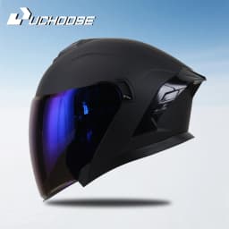 715-Motorcycle Dual Visor Flip-Up Modular Full-Face Helmet Anti-Fog Street Bike Racing Helmet for Women and Men Retro 3/4 Helmet