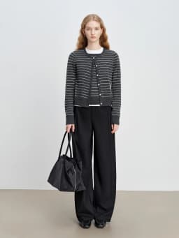 ZIQIAO Panel Design Curved Blade Pleat Casual Tros for Petite Women with Tailored Elements Spring 2026 New Arrival Long Pants
