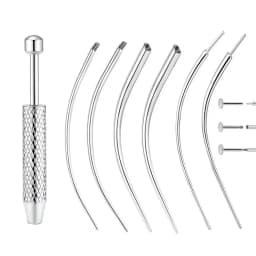 Stainless Steel Titanium Curved Piercing Taper Tool Earring Applicator Professional Puncture Straight/Curved Pole Earring Tool