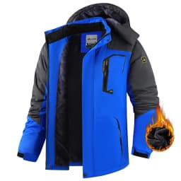 Men Outdoors Windproof Keep Warm Hiking Exercise Coat New Fashion Casual Detachable Hat Parka Winter Fleece Thicken Solid Jacket