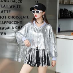 Shiny Fringe Jacket Women's Reflective Sequin Top Short Spring Autumn Trendy Stage Costume Female Fashionable Tassel Coat