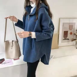 Women's Hooded Sweatshirt Solid Color Half Zipper Pullover With Pockets Loose Comfortable Versatile Casual Daily Wear Sweatshirt