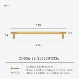 Nurlin Brass Diamond-cut Cross Knurl Pattern Gold Black Kitchen Cabinet Handles Wardrobe Pull T-bar Knobs 500mm Long Available