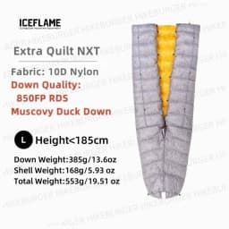 IceFlame Extra Quilt 900FP Ultralight Footless Down Quilt Mummy Sleeping Bag with Pad Attachment System for Backpacking Camping