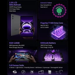 Teclast T60 Mini Android 17 Tablet 8.8" 2.5K LCD 90Hz 343PPI TDDI Display 8GB RAM+40GB Expansion+128GB ROM T7300 8 Core 4G LTE