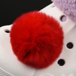 Single Sale Real Fur Pompom Fluffy Shoe Charms Multi-color Plush Ball Shoes Accessories Boys Girls Garden Sandals Decorations