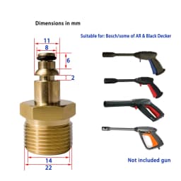 M22 14MM Fitting Hose Connector High Pressure Washer Hose Adapter Replacement Parts and Accessories for Karcher Lavor Bosch
