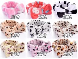 Stripe Polka Dots Leopard Coral Fleece Soft Headband Cross Top Knot Hairband Women Girls Wash Face Spa Headwear Hair Accessories