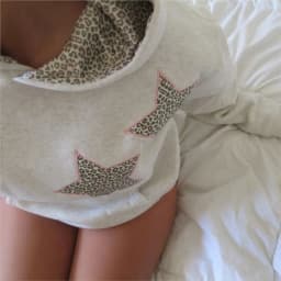Ladies Autumn Winter Simple Grey Pullover Hoodie Leopard Print Pentacle Star Loose Girl Y2K Basic All-in-one Fashion Casual Tops