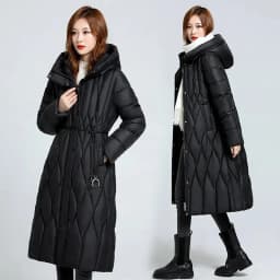 New Oversized Women's Down Cotton Coat Winter Cold Warm Padded Jacket Long Female Casual Hooded Parker Cotton Clothes Black 7XL