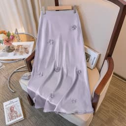2025 Summer New: French Style 3D Flower High Waist Figure-Flattering Mermaid Tail Midi Skirt