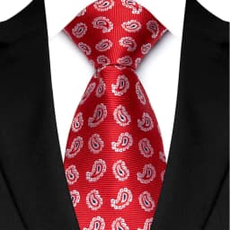 Luxury 8CM Mens Necktie Red Color Solid Stripes Paisley Ties For Man Groom Jacquard Woven Neck Tie For Business Wedding Party