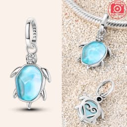 925 Sterling Silver Ocean Series Blue Turtle Starfish Shell Fit Original Bracelet Charms for Women diy Fine Jewelry Gifts