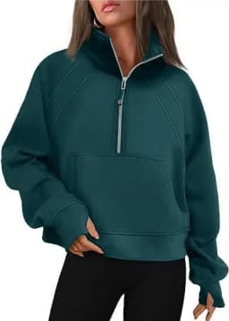 Women's Autumn/Winter Half-Zip Stand Collar Sweatshirt Casual Versatile Long Sleeve Hoodies Pullover