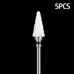5pcs Ceramic Milling Cutter For Manicure Set Nail Drill Bit Mill Manicure Machine Pedicure Tools for Removing Gel File 3/32 Inch