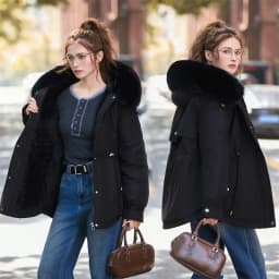 Winter Jacket 2026 New Women Parka Clothes Mid Length Coat Wool Liner Hooded Jacket Fur Collar Thick Warm Snow Wear Padded Parka