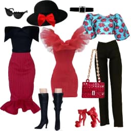 1/6 Doll Clothes Parts Red Classic 9 Style Clothes+Dress+Trousers+Shoes+Bag Set For Babi Xianxian Supermodel Doll Dress Up