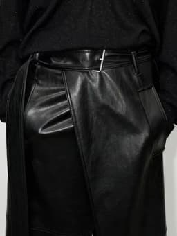 Lautaro Spring Autumn Shiny Black Soft Pu Leather Floor Length Skirt Women with Front Slit High Waist Extra Long Clothes 2025