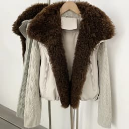 OFTBUY 90 White Duck Down Jacket Knit Sleeve Zipper Pockets Drawstring Short Coat Women Winter Real Curly Lamb Wool Fur Collar