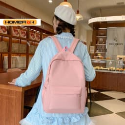 HOMEFISH Simple Solid Color Lightweight Backpack Multifunctional Casual Daypack for High School Students School Travel Daily Use