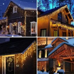 Holiday Icicle String Lights 3.2M 8 Modes Garden Yard Patio Window Roof Eaves Decor Warm White Multicolor Christmas Party Home
