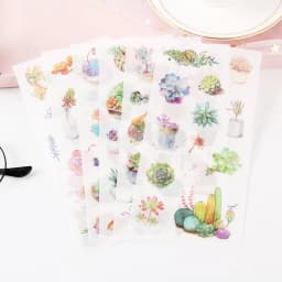 6 Sheets/pack Kawaii Washi Stickers Flower Leaf Food Decorative Stickers For The Diary Paper Sticker Label Korean Stationery