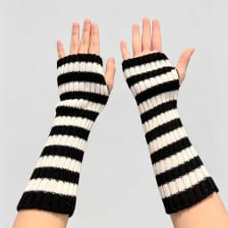 Christmas Red Striped Knitted Long Fingerless Arm Sleeves Women Winter Arm Warmer Harajuku Girls Y2K Fashion Half Finger Gloves