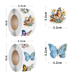 500pcs Butterfly Flower Sticker Rolls 16 Design Colorful Butterfly Decals Decorative Flowers Cute Stickers Party Favor Decoratia