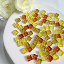 Mosaic Tiles for Crafts Blue Shine Assorted Color 50pcs Glass Glitter Mosaic Supplies Pieces Bulk Square Shape Home Decoration