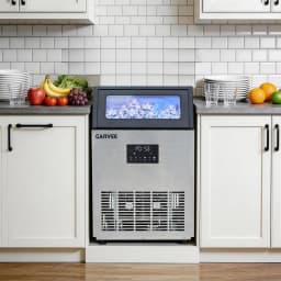 Commercial Ice Maker Machine 150LBS/24H, 40LBS Storage Bin, Fast Ice Making, Dual Water Inlet & Auto Self-Cleaning for home