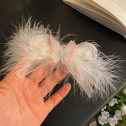 2pcs/Set Black White Color Feather Hair Clips Pearl Plush Ballet Girl Alligator Barrettes Elegant Headwear For Party Performance