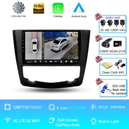 Android 16 9 Inch Carplay For RENAULT KADJAR 2015 - 2019 Car Radio Multimedia Center Bluetooth 4G Wifi Rear Camera Touch Display