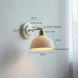 IWHD White Ceramic LED Wall Light Fixtures Copper Arm Socket Bedroom Living Room Beside Lamp Modern Wandlamp Applique Murale