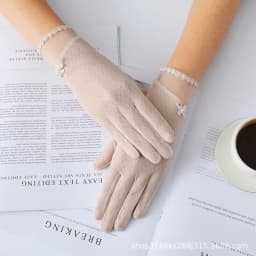 Summer Women Sexy Lace Thin Sunscreen Touch Screen Gloves Soft Ice Silk Skid Driving Anti-UV Elegant Female Outdoor Gloves