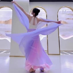 Double Layer Contrast Color Modern Dance Skirt Large Swing Half Body Skirt Performance Costume for Art Students Chiffon Material