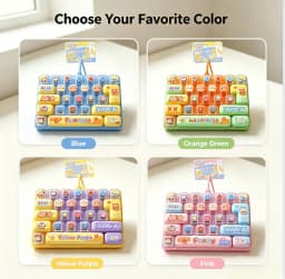 Candy Color Fidget Keycap Clicker Keychain Cute 26 Keys Stress Relief Keyboard Toy Bag Pendant Cartoon Fidget Key Ring