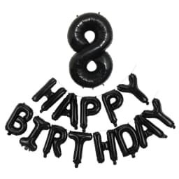 Black 32-Inch Number 1-30 Balloons and 16-Inch 'Happy Birthday' Letter Foil Balloons Set Birthday Party Decoration Supplies