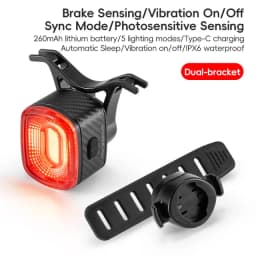ROCKBROS Bicycle Rear Light Bike Smart Brake Sensing Taillight Type-C Charging Day/Night Sensing MTB Road Bike Accessories