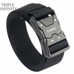 Quick Release Pluggable Metal Buckle Canvas Tactical Belt For Drilled Tough Nylon Belt For Men Durable Webbing Belts Training